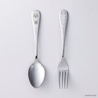 「満腹なタヌキとキツネ カトラリーセット」