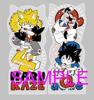 アニメイト有償特典のアクリルスタンドのデザイン。左が「春風のエトランゼ」4巻、右が「queue-Kanna Kii artbook-」に付属予定。