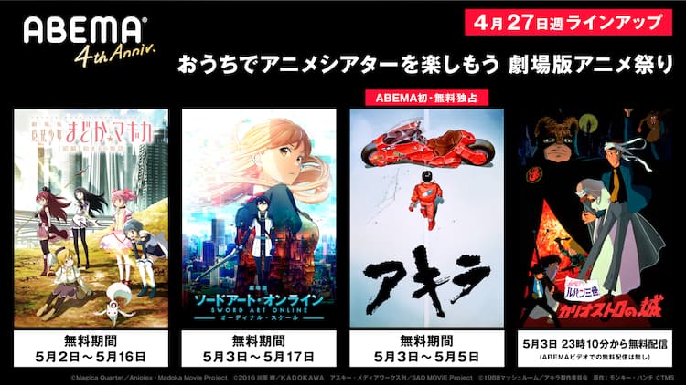 Akira 空の境界 Sao カリ城 など Gwにabemaで劇場アニメ特集 コミックナタリー