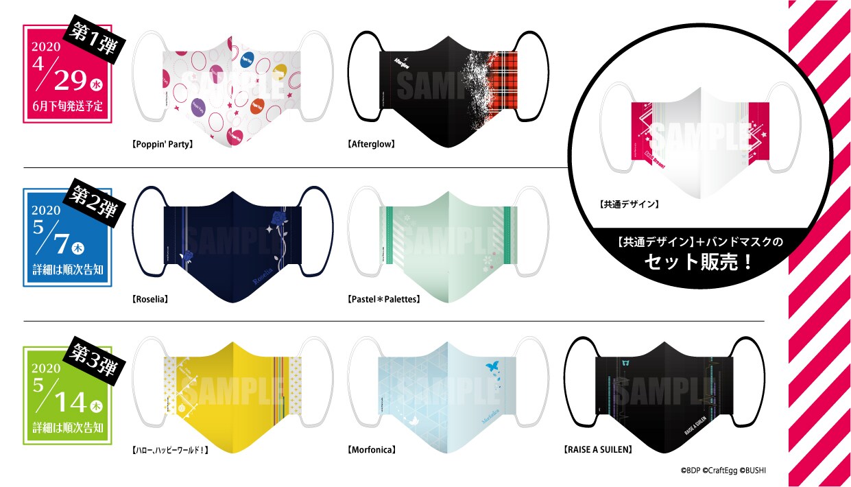 「バンドリ」洗える布製マスク発売、収益の一部を国立国際医療研究センターに寄付