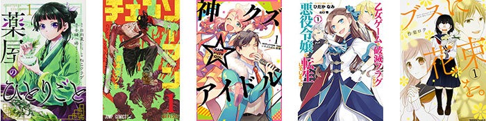 「次にくるマンガ大賞2019」コミックス部門の上位作品。