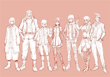 大柿ロクロウによる「アクダマドライブ」キャラクターのラフイラスト。