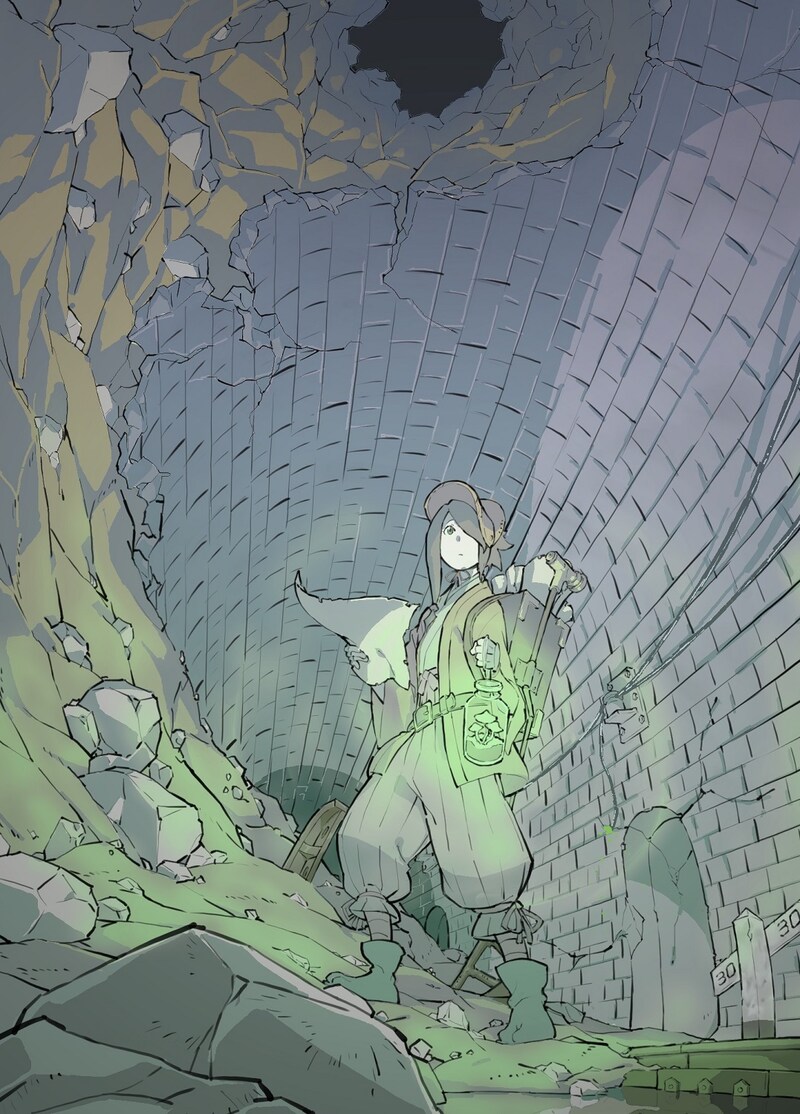 「クラユカバ」短編小説の表紙イラスト（線画）。