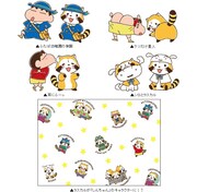 「クレヨンしんちゃん」と「あらいぐまラスカル」のコラボアート。