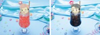 左からストロベリーソーダフロート、コーラフロート。好きなキャラクターのアイスを選ぶことができる。