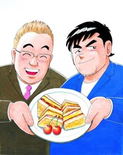 うえやまとちが描き下ろしたサンドウィッチマン。