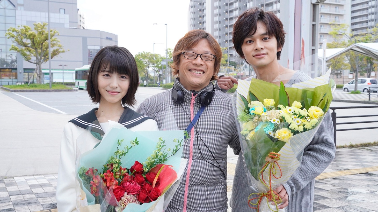 実写映画「思い、思われ、ふり、ふられ」のメイキング写真。
