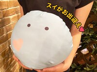 会場に展示される「とんでもスキルで異世界放浪メシ」スイのぬいぐるみ。