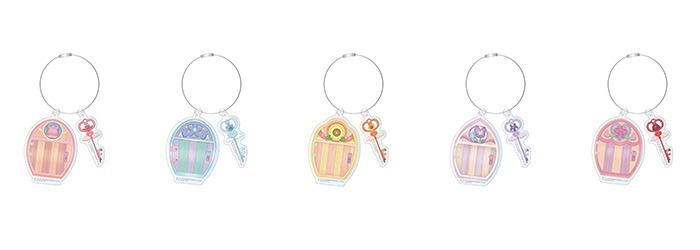 「リルリルフェアリル」のアクリルキーホルダー（全5種）。
