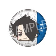 「約束のネバーランド　もちころりん ぬいぐるみマスコット」のBOXをあみあみで予約・購入すると付属する缶バッジ。