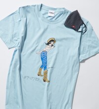 「ジーパン女子×江口寿史 Tシャツ 接触冷感マスク付き」ライトブルー