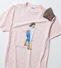 「ジーパン女子×江口寿史 Tシャツ 接触冷感マスク付き」ライトピンク