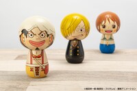 「ワンピースこけし by 卯三郎こけし」よりナミ、ウソップ、サンジ。