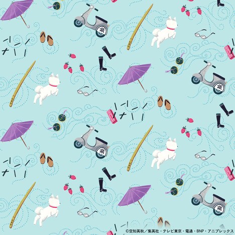万事屋の総柄デザイン（ライトブルー）。