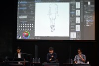 岩井勇気によるライブドローイングの様子。