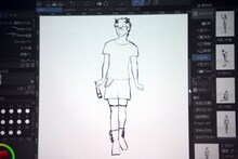 岩井勇気によるライブドローイングの様子。