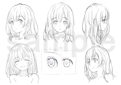 沙優のキャラクターラフデザイン。