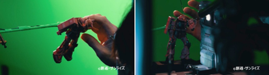「ガンプラ×EneKeyコラボCM『宇宙世紀』篇」撮影のメイキング。