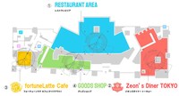 GUNDAM Cafe TOKYO BRAND COREの全体マップ。