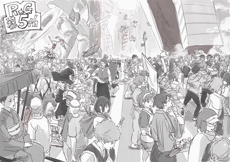 「ローリング☆ガールズ 5周年記念本」に収録される北田勝彦のイラスト。