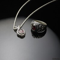 スカラビアの「カレッジネックレス」と「カレッジリング」。