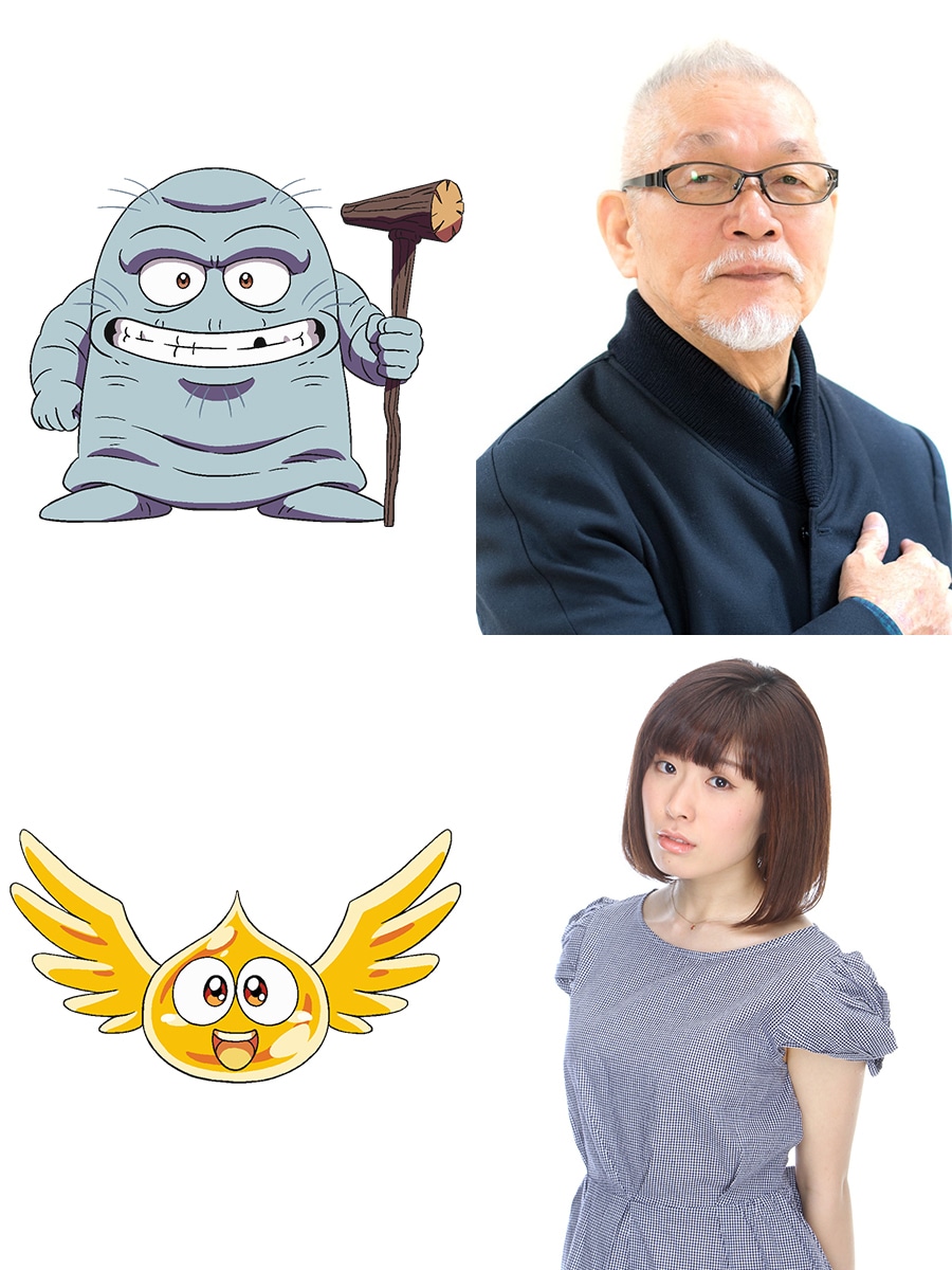 上段はブラス役の緒方賢一、下段はゴメちゃん役の降幡愛。