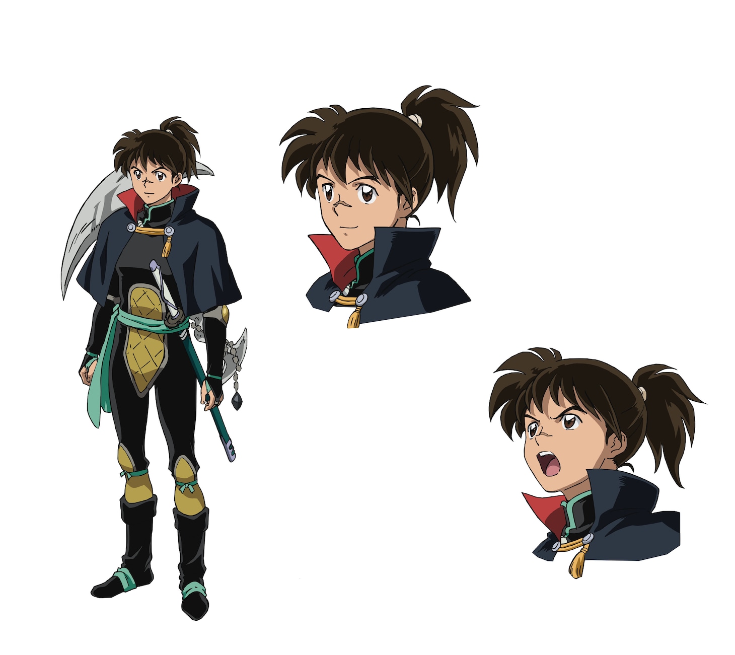 琥珀のキャラクター設定画。翡翠の叔父で、妖怪退治屋のお頭。子供の頃は殺生丸のそばにいたことも。せつなを妖怪退治屋に迎え入れた。