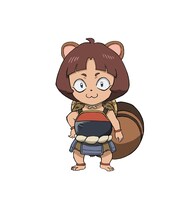 竹千代。妖怪の賞金首や残骸などを商う「屍屋」で働く子狸妖怪。巨大な飛行姿では笠が亀の甲羅状になり皆を運ぶ。