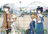 「虚構推理」13巻と「雨の日も神様と相撲を」1巻のポップイラスト。