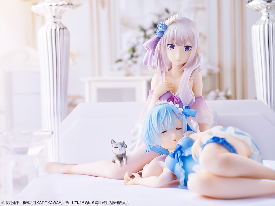 B賞「エミリア フィギュア」と、C賞「レム フィギュア～まどろみver.～」。