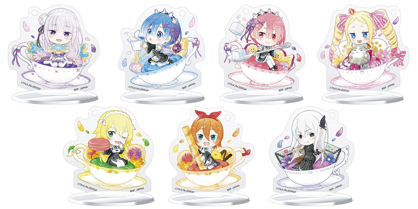 F賞の「ティーカップアクリルスタンド」（全7種）。