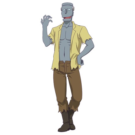 フランケンゾンビ（CV：相馬康一）。アンデッド族の魔物。魔王城内では、はりとげマジロあたりとつるんでいることが多い。陽気かつ能天気なタイプで、城内で騒ぎを起こす姫に対しても寛容なほう。