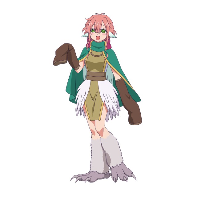 ハーピィ（CV：大橋彩香）。空が飛べる鳥獣族の魔物。偵察中に人間の生活を見る機会が多くなり、その文化に興味を持ったことから、姫と友達になろうとする。ゆるふわ系の魔物女子で、好きな言葉は「パジャマパーティ」。