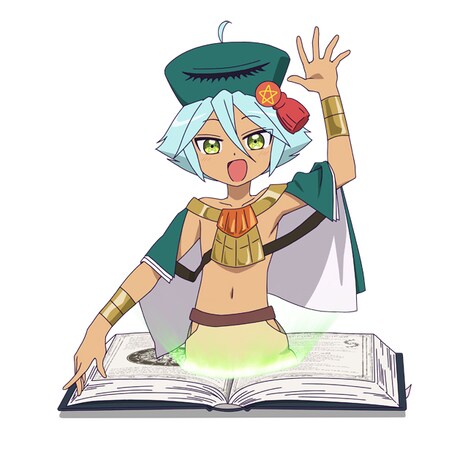 アラージフ（CV：佐倉綾音）。人類の闇の叡智の結晶、魔導書アラージフの精霊。長寿だが眠っていた時間が長いため精神年齢は幼く、人間の王族を“仕えるべき存在“としているため、姫の無茶ぶりに従っている。