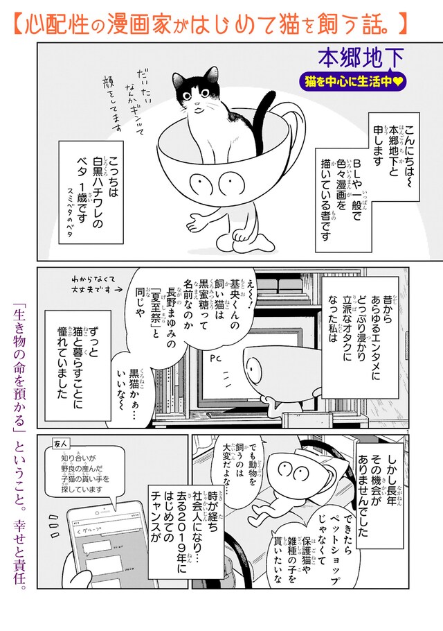 「心配性の漫画家がはじめて猫を飼う話。」より。