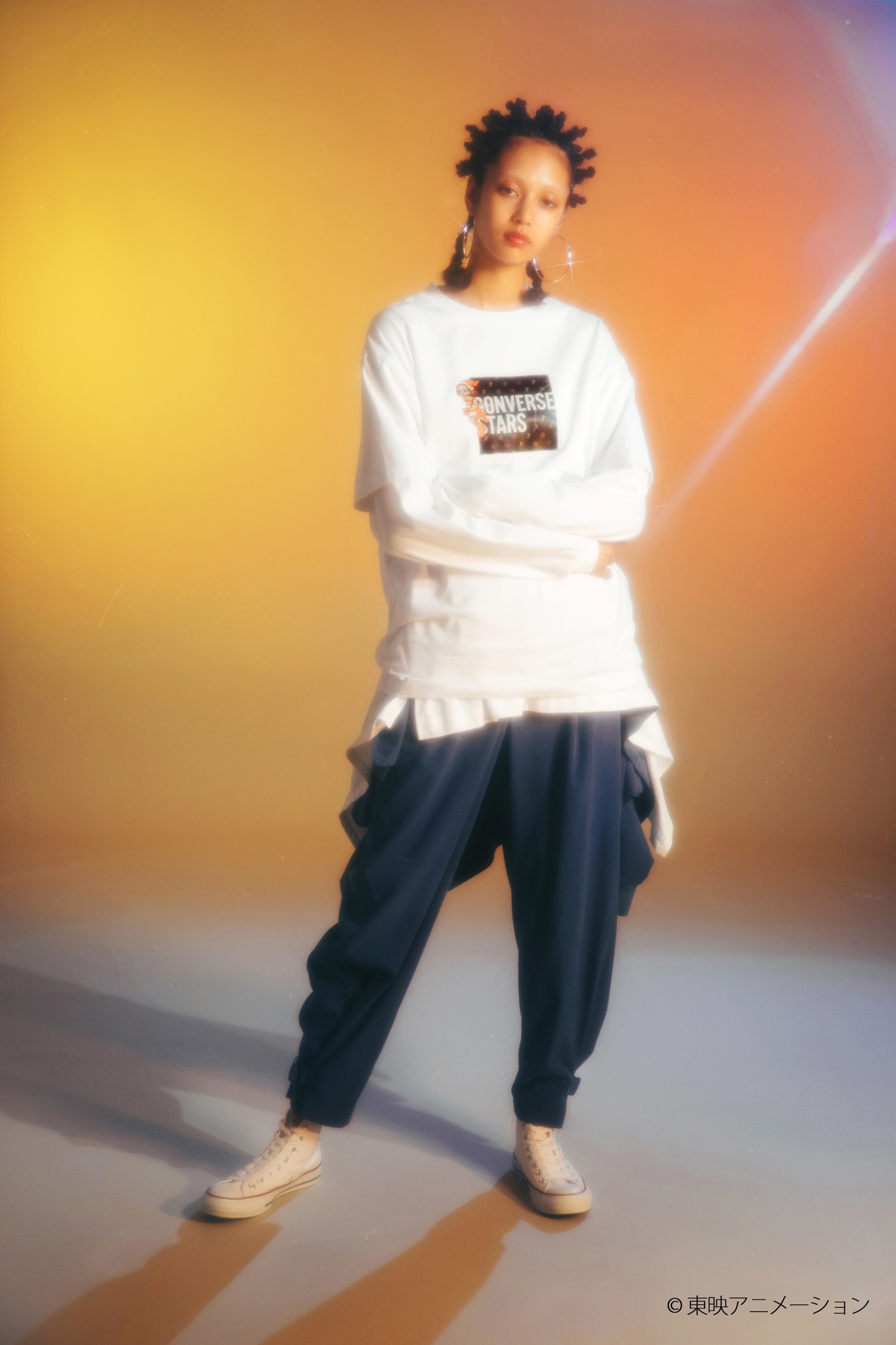 「ボックスロゴカットソーワンピース」着用イメージ