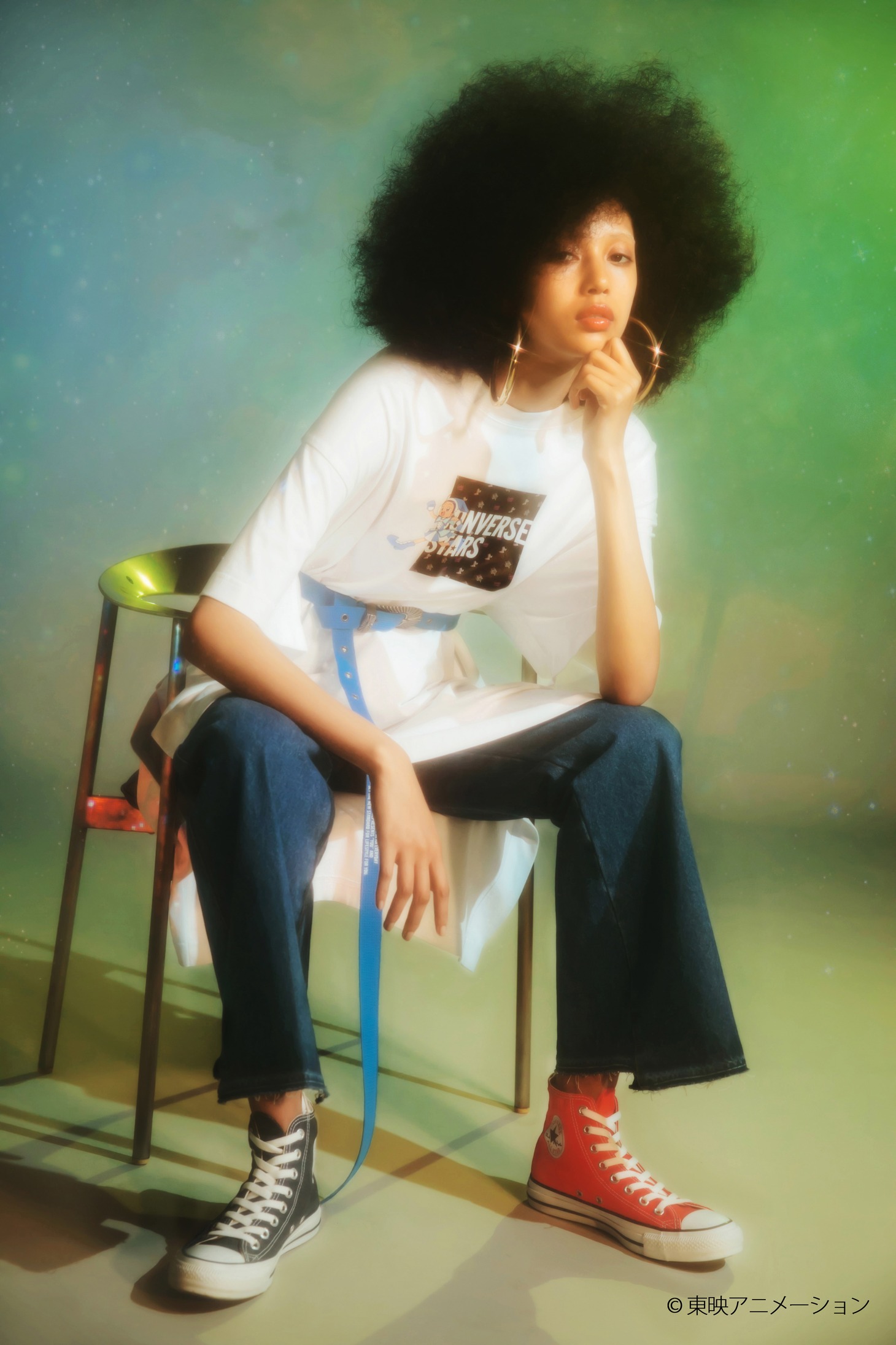 「ボックスロゴカットソーワンピース」着用イメージ