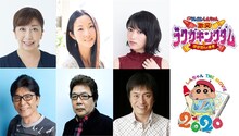 「映画クレヨンしんちゃん 激突！ラクガキングダムとほぼ四人の勇者」の追加キャスト。上段左から冨永みーな、伊藤静、黒沢ともよ。下段左から中田譲治、玄田哲章、平田広明。