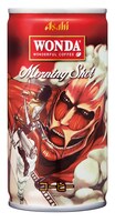 「進撃の巨人」と缶コーヒー「ワンダ モーニングショット」の限定缶。
