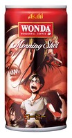 「進撃の巨人」と缶コーヒー「ワンダ モーニングショット」の限定缶。