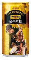 「進撃の巨人」と缶コーヒー「ワンダ 金の微糖」の限定缶。