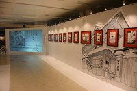 「恐山ル・ヴォワール」のストーリーを原画と映像で見せるコーナー。