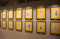 線画イラストの展示コーナー。