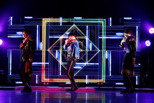 左から三鷹アサヒ役の小林竜之、夢川ショウゴ役の山下誠一郎、高瀬コヨイ役の土田玲央。