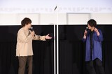 左から橋本駿役の村田太志、知花実央役の松岡禎丞。