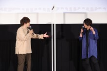 左から橋本駿役の村田太志、知花実央役の松岡禎丞。