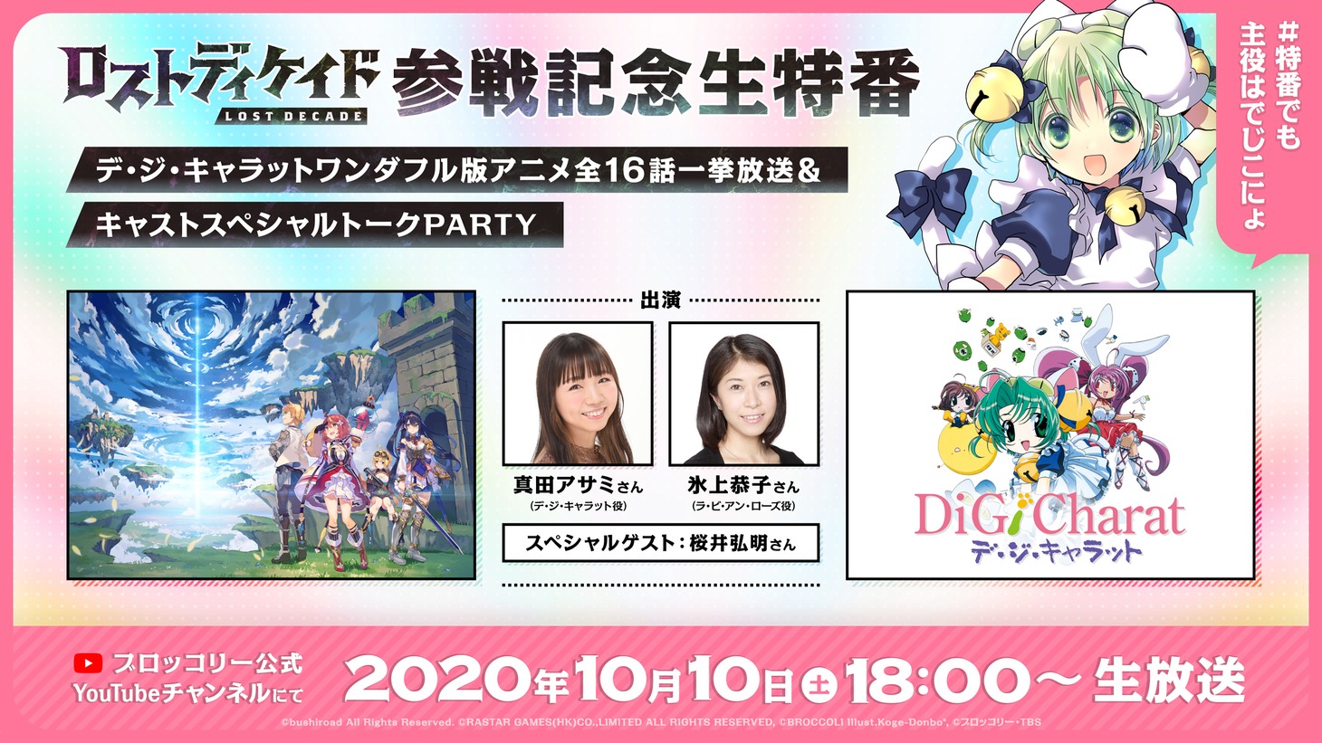 特番「『ロストディケイド』参戦記念生特番 デ・ジ・キャラットワンダフル版アニメ全16話一挙放送＆キャストスペシャルトークPARTY」概要