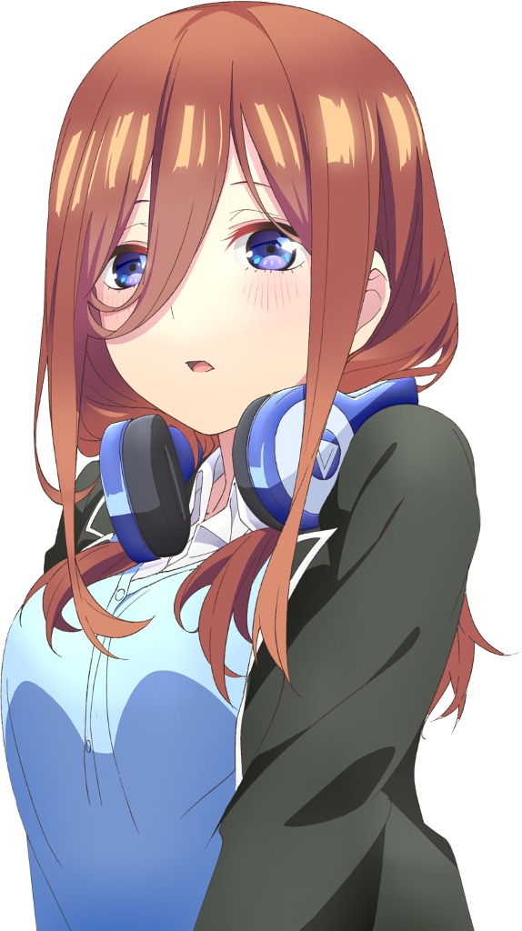 中野三玖（CV：伊藤美来）。5つ子の三女。ミステリアスで大人しい性格だが、内に秘めた思いを持っている。他の姉妹の変装が得意で、たまに他の姉妹のフリを頼まれる。戦国武将が好きな歴女。
