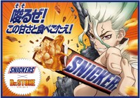 「Dr.STONE」×スニッカーズのキャンペーン「#千空からの挑戦状」バナー。