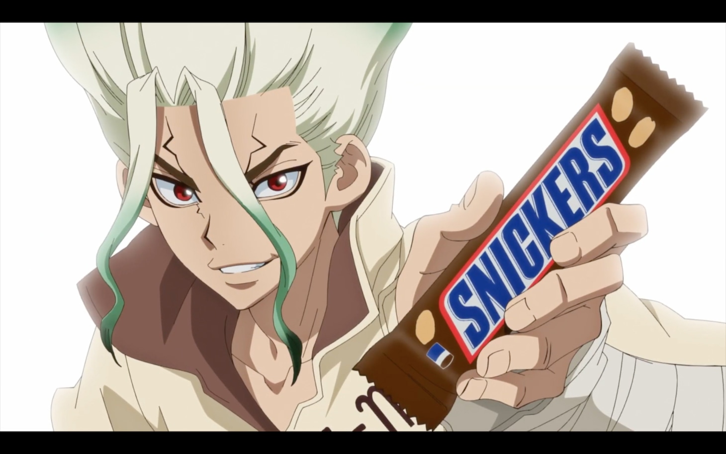 「Dr.STONE」×スニッカーズのコラボCMより。